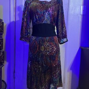 Multicolor Patterned Jersey silk Women's Dress